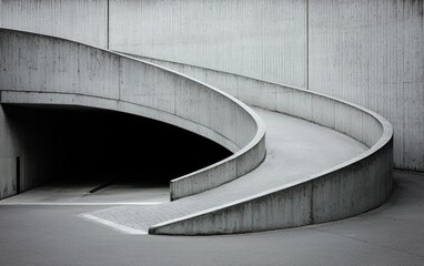 Poster - Curving Concrete Ramp and Garage Entrance