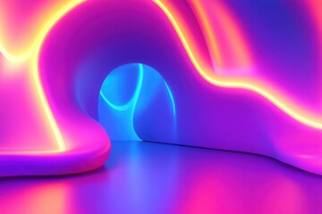 Poster - Colorful abstract design with glowing lines and smooth curves in a modern space