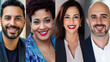 © David - Close-Up Headshots of Diverse Multiracial Individuals, Smiling with Confidence, Illuminated by Soft Window Light from Left, f/2.8, Set Against a Blurred Neutral Background