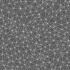 Poster - Tileable abstract background. Compact triangles size. Multiple repeated inner triangles. Black and white style. Repeatable pattern. Trending vector tiles. Seamless vector illustration.