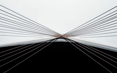 Poster - Abstract Black and White Converging Lines