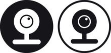 Webcam icon set in two styles . Chat camera icon . Computer camera icon  . Vector illustration