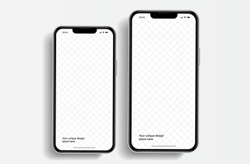 Poster - Realistic smartphone mockup. Mobile phone vector with isolated on white background. Device front view. 3D mobile phone with shadow. Realistic, high quality smart phone mockup for ui ux presentation.