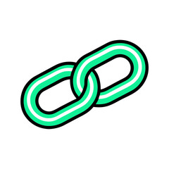 Poster - Connected chains icon in a minimalistic style in green colors  