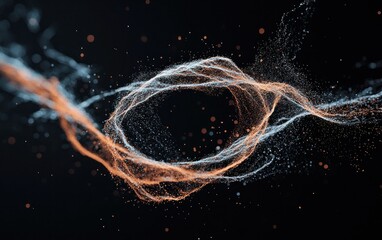 Fototapete - Abstract Blue And Orange Particle Swirl