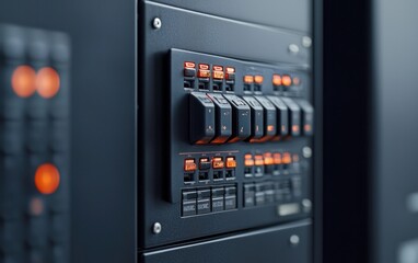Poster - Dark Gray Metallic Control Panel with Orange