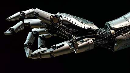 Poster - The robotic hand, featuring metallic fingers and joints, represents cutting-edge technology, conveying a sense of innovation and future possibilities in robotics.