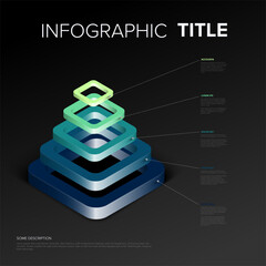 Poster - This vibrant layered 3D infographic pyramid diagram uses a colorful gradient design to represent hierarchical data. Detailed annotations explain various layers in a clean, professional layout.