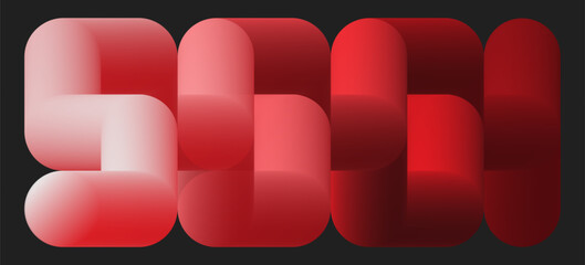 Poster - Abstract geometric background featuring interconnected curved shapes with a smooth red and white gradient. Modern and futuristic pattern, perfect for technology, business and creative design projects