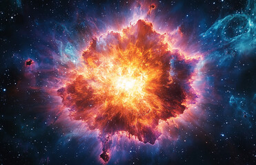 Poster - Exploding Supernova in Deep Space – Cosmic Starburst and Galactic Explosion