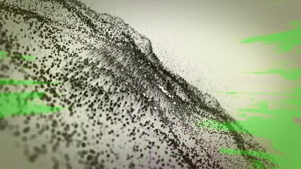 Poster - Animation of black and green particles forming dynamic wave pattern on light background