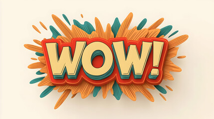 Poster - Bold Comic Style WOW Wordmark with Colorful Splash Background