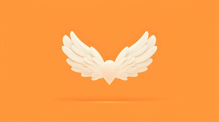 Poster - White Wings with Envelope Design in Comic Style on Orange Background