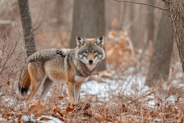 Naklejka na meble Coyotes in a winter forest