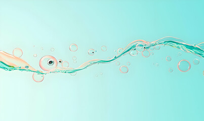 Poster - Airborne Transparent Bubbles with Tiny Eyes Floating in Water