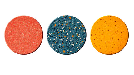 Wall Mural - three colorful terrazzo circles, decoration, surface, sample, cut out transparent