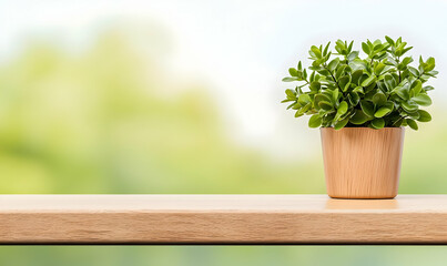 Poster - Modern Minimalist Home Office with Decorative Green Plant
