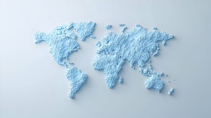 Poster - Stylized Blue World Map with Grid Pattern and Textured Surface Design