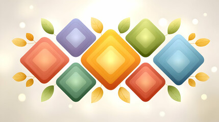 Poster - Colorful Geometric Quads with Subtle Background and Leaf Motif