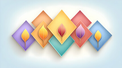 Poster - Subtle Generative Art with Quads and Leaf Illustrations on Background