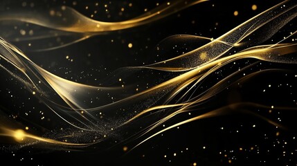 Poster - abstract black and gold lines background featuring dynamic light effects, elegant modern design with