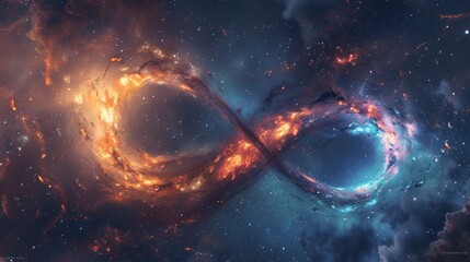 Poster - eternal infinity symbol against a mesmerizing galaxy background in vibrant colors of space science a