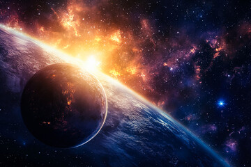 Wall Mural - Planet Sunrise in Space..