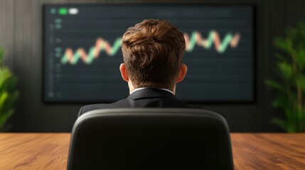 Poster - Business Meeting in High-Tech Boardroom with 3D Visualization of Financial Data Analysis