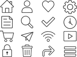 Fototapete - Vector illustration of line icons representing everyday activities and concepts for use in digital design and user interfaces