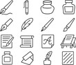 © Zaleman - Creative tools for writing and art showcased in vector illustration line icons for artistic expression and inspiration