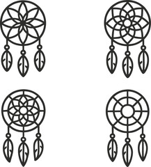 Aufkleber - Dream catcher line icons displaying various designs and shapes in minimalistic style for creative projects