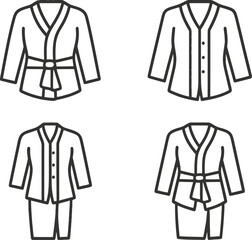 Aufkleber - Fashion line icons depicting four stylish outfits ideal for various occasions and seasons