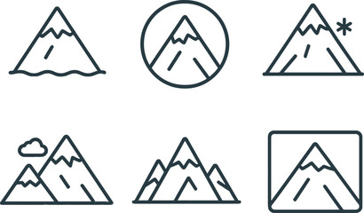 Aufkleber - Various vector illustrations of mountain icons featuring different styles and designs suitable for nature and adventure themes