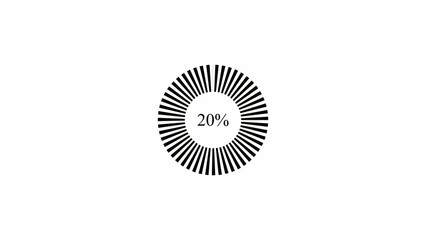 Abstract glowing progress bar motion indicator from 0 to 100 increasing percentage on black background. 4k video animation.