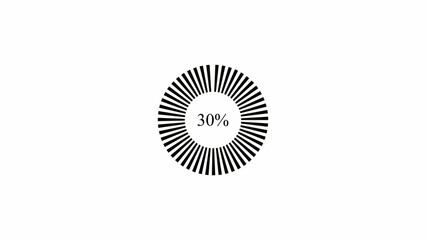 Abstract glowing progress bar motion indicator from 0 to 100 increasing percentage on black background. 4k video animation.