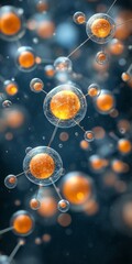 Poster - Glowing Interconnected Nodes, Biological Network Visualization, Concept of Artificial Intelligence.