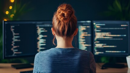 Poster - Modern Office Environment with Women Engaged in Technology and Coding Activities