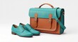 © ekam - Stylish Teal Leather Oxfords and Two Tone Satchel Bag for Women