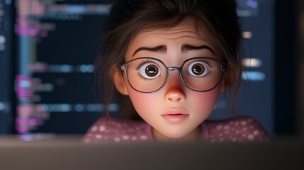 Poster - Young Girl Engaged in Computer Science Learning in Classroom Environment