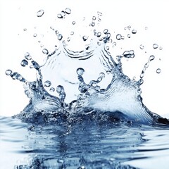 Poster - Dynamic splash of water on white background creating a refreshing and clean visual effect in macro shot