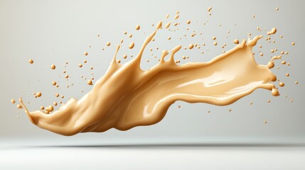 Poster - dynamic caramel splash with fluid motion against soft background captures liquid art with smooth tex