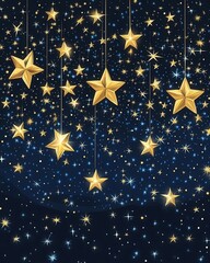 Poster - elegant celestial backdrop with golden stars on a dark blue background creating a magical festive at