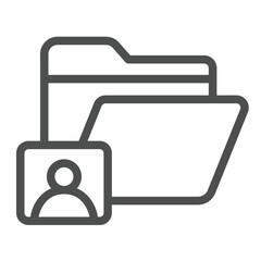 Fototapete - User folder line icon, remote work concept. Vector graphics. Employee person profile case, file folder sign on white background, outline style icon for mobile or web design.