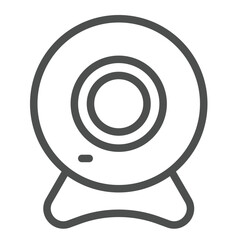 Poster - Web camera line icon, remote work concept. Vector graphics. Video recording camera for online conference, device sign on white background, outline style icon for mobile or web design.
