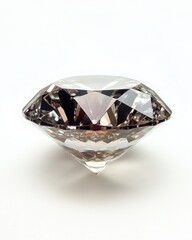 Poster - Radiant diamond gemstone on white backdrop showcasing its brilliance and clarity in a studio setting for luxury jewelry