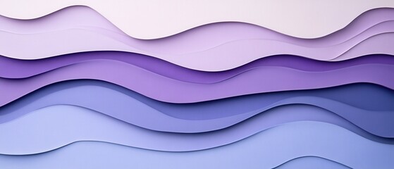 Poster - Abstract layered paper art in shades of purple and blue creating a serene and calming visual effect perfect for backgrounds and designs