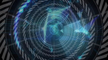 Poster - rotating circular patterns and glowing blue elements in futuristic digital animation