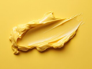 Poster - Creamy Yellow Swirl on a Matching Background Smooth Texture and Subtle Shadows Creating a Visually Appealing Composition Perfect for Design Projects