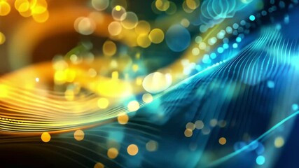 Poster - Colors intertwine in a dynamic display, with blue and orange forming soft waves and bokeh effects, creating a captivating abstract visual experience.