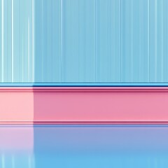 Poster - Pastel Harmony Interior Design with Pink Accent Wall and Blue Paneling for Modern Aesthetic Appeal
